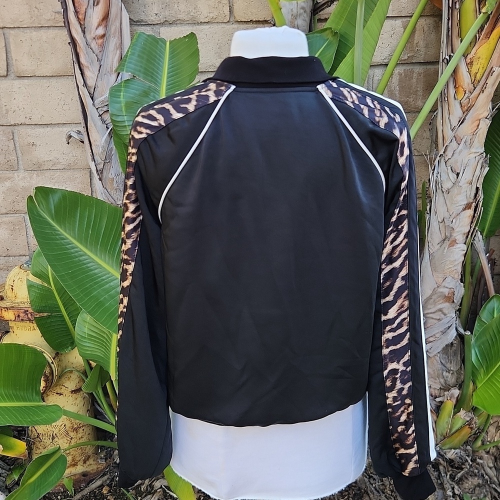 Pam & Gela Track Jacket Black Leopard Stripe Full Zip M - Picture 4 of 10